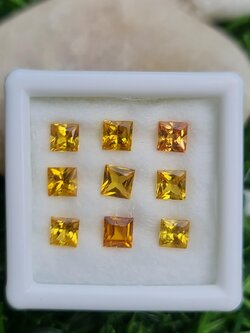 พลอย บุษราคัม yellow sapphire 2.83 กะรัต (Cts.) 9 เม็ด (Pcs.) พลอยแท้ อัญมณีมงคลประจําวันเกิด เครื่องประดับพลอย