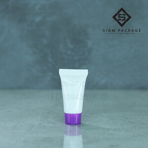 หลอดโฟม ฝาเกลียว ขนาด 5g. หลอดขาวฝาสีม่วง