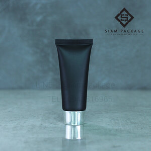 หลอดโฟม 10g. ฝาเกลียว หลอดโฟมสีดำฝาเงินเงา