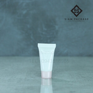 หลอดโฟม ฝาเกลียว ขนาด 5g. หลอดขาวฝาสีเนื้อ