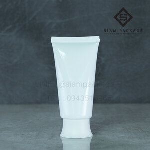หลอดโฟมสีขาว 50g. ฝาเกลียวกระโปรงสีขาว