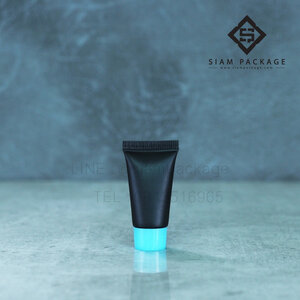 หลอดโฟม ฝาเกลียว ขนาด 5g. หลอดดำฝาสีฟ้า