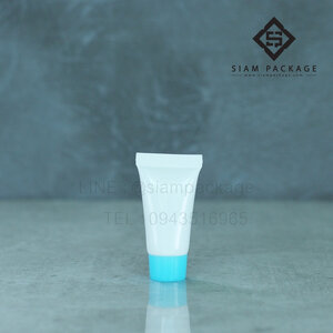 หลอดโฟม ฝาเกลียว ขนาด 5g. หลอดขาวฝาสีฟ้า