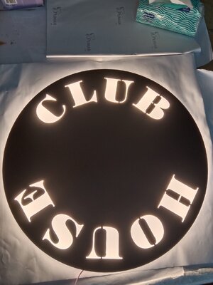 ป้ายซิงค์ฉลุไฟออกหลัง ขนาด 50x50 cm