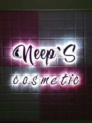 ป้ายโลหะซิงค์ซ่อนไฟออกหลัง (พ่นสีชมพูโรสโกลด์)