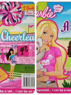 หนังสือนิทานแบบ2เรื่องใน1เล่ม, บาร์บี้ **ปกมีรอยด้านล่างตามภาพ Barbie i can be... 2 Books in 1! A Cheerleader,ฉบับภาษาอังกฤษ มีสติ๊กเกอร์ให้เล่นมากกว่า 50 แบบ/ , i can be a rock star... i can be a vet... i can be an astronaut.. ครึ่งหลังA Zoo Vet Barbie i