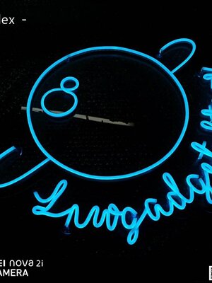 ป้ายไฟนีออนดัด LED แสงสีฟ้า #อะคริลิใสรองหลัง