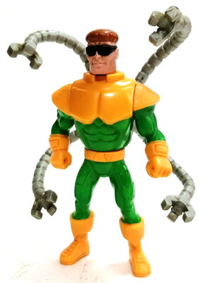 ฟิกเกอร์ พรีเมี่ยม ของแมคโดนัลด์ ดร.อ๊อคโตปุส (ด๊อกอ๊อค)ขนาดสูง.14 ซม. งานปี 1993 ชิ้นส่วนครบ แขนกลหนวดปลาหมึกขยับได้สมบูรณ์ สภาพเก่าสะสม