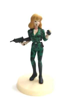 ขนาด 5-5.5นิ้ว ฟิกเกอร์ยางตัน ฟูจิโกะนางเอกจากเรื่องลูแปงที่3มีฐาน ไม่พบบ่อย มือสองมีรอยบ้าง ของมีตามภาพ ไม่หัก ไม่กาว