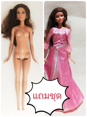 ตุ๊กตาบาร์บี้ ** คอหลวมบ้าง หน้่าสวย ผมยาวสลวยสีน้ำตาลขาแข็งพับงอไม่ได้ Mattel China 2015