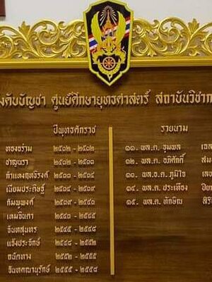 ป้ายทำเนียบรายนาม ขนาด 95x160ซม. พื้นหน้าไม้สัก ติดอักษรอะคริลิคตัวนูน