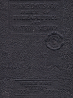 หนังสือเก่าฉบับภาษาอังกฤษ "PARKE DAVIS&COS. INDEX OF THERAPEUTICS AND MATERIA MEDICA" MIDDLE EAST EDITION 1936-1938