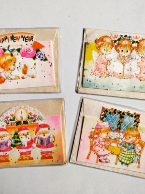 ของสะสมเก่า เรโทร สคส โรยกากเพชร พร้อมซอง งานกว่า 50 ปี