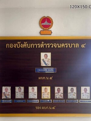 ป้ายทำเนียบบุคลากร ขนาด 120x150cm วัสดุหน้าไม้สัก ติดกรอบอะคริลิคแบบสอดรูปได้