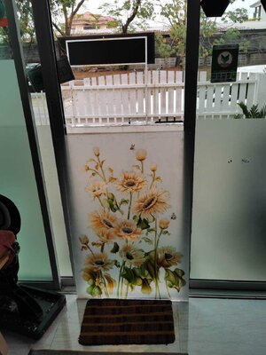 งานป้ายกระจกพ่นทราย กระจกสลักลาย