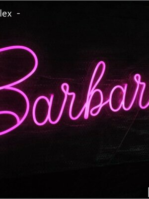 ป้ายไฟนีออนดัด #Barbara #ไฟแสงสีชมพู #ขนาด 100*35 cm. #อะคริลิคใสไดคัทรองหลีง