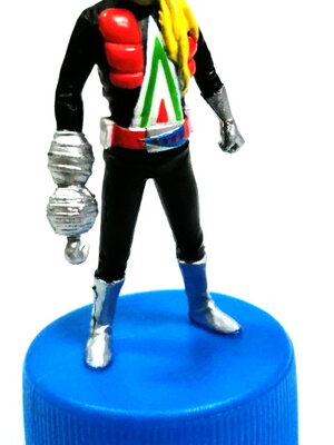 ชุด บอตเทิ่ล แคป ไรเดอร์แมน ขนาดสูง รวมฐานฝา 8ซม. ไรเดอร์แมนตัวหายาก ทำสีสำเร็จ เก่าเก็บ