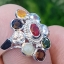 แหวน พลอยนพเก้า Nine Gems Silver Ring (Size) 53 ตัวเรือนเงิน ชุบทองคำขาว/โรเดียม ประดับด้วยเพทาย เพชร CZ คัดคุณภาพ