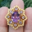 แหวน พลอย อเมทิส Amethyst Gold Ring (Size) 57 ตัวเรือนเงิน ชุบทอง ประดับด้วยเพทาย