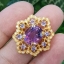 แหวน พลอย อเมทิส Amethyst Gold Ring (Size) 57 ตัวเรือนเงิน ชุบทอง ประดับด้วยเพทาย