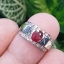 แหวน พลอยแท้ ทับทิม Ruby Ring (Size) 50 ตัวเรือนเงิน ชุบทองคำขาว ประดับด้วย เพชร CZ เผาใหม่