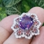 แหวน พลอย อเมทิส Amethyst Silver Ring (Size) 56 ตัวเรือนเงิน ชุบทองคำขาว/โรเดียม ประดับด้วยเพทาย เพชร CZ