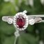 แหวน พลอยแท้ ทับทิม Ruby Ring (Size) 57 ตัวเรือนเงิน ชุบทองคำขาว ประดับด้วย เพชร CZ เผาใหม่