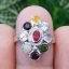 แหวน พลอยนพเก้า Nine Gems Silver Ring (Size) 53 ตัวเรือนเงิน ชุบทองคำขาว/โรเดียม ประดับด้วยเพทาย เพชร CZ คัดคุณภาพ