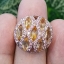 แหวน พลอยซิทรีน Citrine Silver Ring (Size) 55 ตัวเรือนเงิน ชุบทอง ประดับด้วยพิ้งแซฟไฟร์ เพชร CZ คัดคุณภาพ