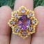 แหวน พลอย อเมทิส Amethyst Gold Ring (Size) 57 ตัวเรือนเงิน ชุบทอง ประดับด้วยเพทาย