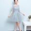 Pre-order ชุดราตรีสั้น แขนสี่ส่วน ผ้าตาข่าย แต่งด้วยผ้าลูกไม้ สวยหรู เชือกผูกหลัง