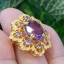 แหวน พลอย อเมทิส Amethyst Gold Ring (Size) 57 ตัวเรือนเงิน ชุบทอง ประดับด้วยเพทาย