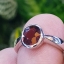 แหวน พลอยโกเมน Garnet Silver Ring (Size) 53 ตัวเรือนเงิน ชุบทองคำขาว/โรเดียม