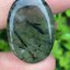 ไหมดำ พรีไนท์ Prehnite with Black tourmaline 49.88 กะรัต Cts. พลอยแท้ อัญมณีมงคลประจําวันเกิด เครื่องประดับพลอย