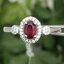 แหวน พลอยแท้ ทับทิม Ruby Ring (Size) 57 ตัวเรือนเงิน ชุบทองคำขาว ประดับด้วย เพชร CZ เผาใหม่