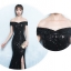 Pre-order ชุดราตรียาวแบบปาดไหล่ทรงหางปลา สีดำปักเลื่อมสวยหรู