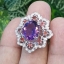 แหวน พลอย อเมทิส Amethyst Silver Ring (Size) 56 ตัวเรือนเงิน ชุบทองคำขาว/โรเดียม ประดับด้วยเพทาย เพชร CZ