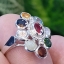 แหวน พลอยนพเก้า Nine Gems Silver Ring (Size) 53 ตัวเรือนเงิน ชุบทองคำขาว/โรเดียม ประดับด้วยเพทาย เพชร CZ คัดคุณภาพ