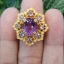 แหวน พลอย อเมทิส Amethyst Gold Ring (Size) 57 ตัวเรือนเงิน ชุบทอง ประดับด้วยเพทาย