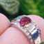 แหวน พลอยแท้ ทับทิม Ruby Ring (Size) 50 ตัวเรือนเงิน ชุบทองคำขาว ประดับด้วย เพชร CZ เผาใหม่