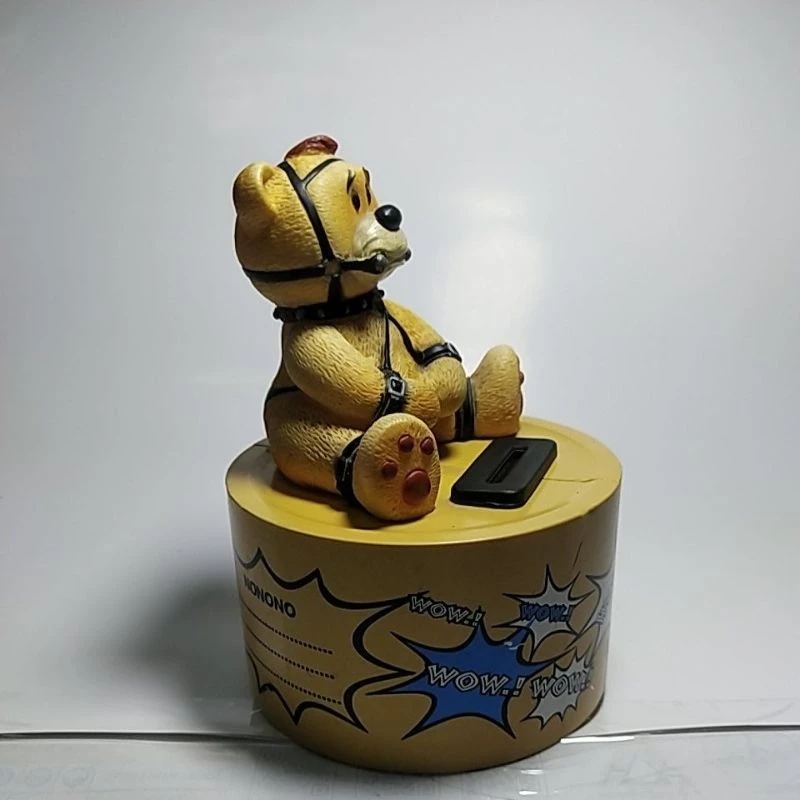 มือ2 มีหลายภาพ กระปุกออมสินหมีถูกพันธนาการ ของเก่าสะสม