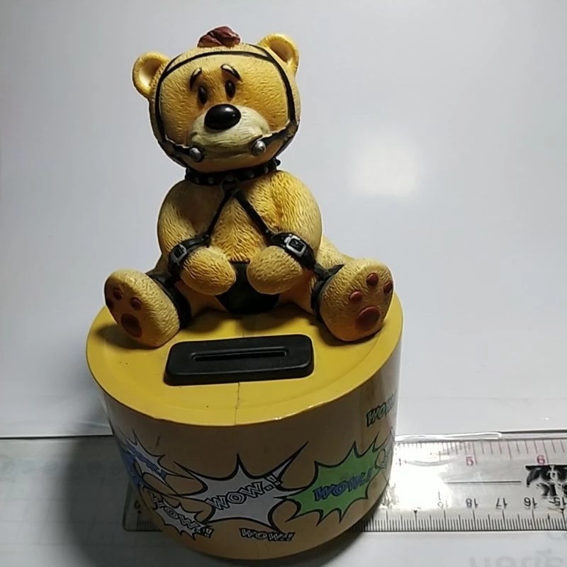 มือ2 มีหลายภาพ กระปุกออมสินหมีถูกพันธนาการ ของเก่าสะสม