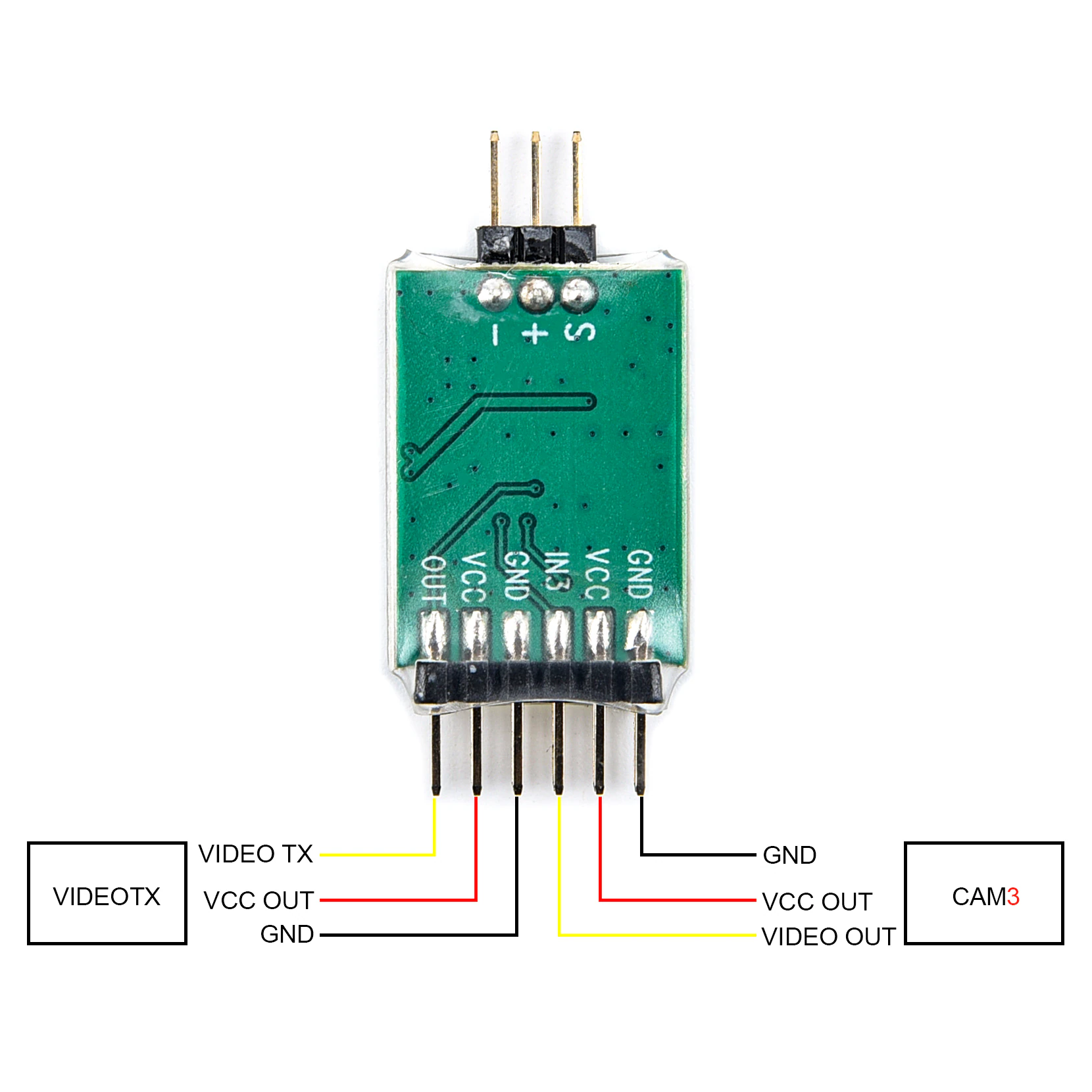 ตัวสลับกล้อง 3 Channel Video Switcher Module 3 Way Video Switch Unit Over Module Unit for FPV Camera SWITCH3AV